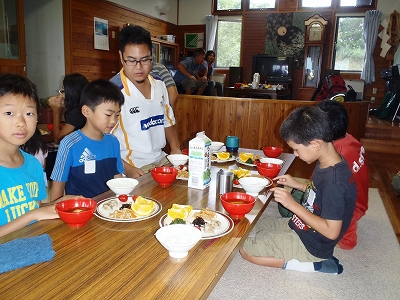 すずらん山荘での朝食